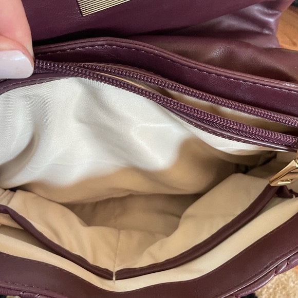 I.N.C International Concepts Soft Ajae Quilted Shoulder Bag Prune Maroon - Picture 10 of 10